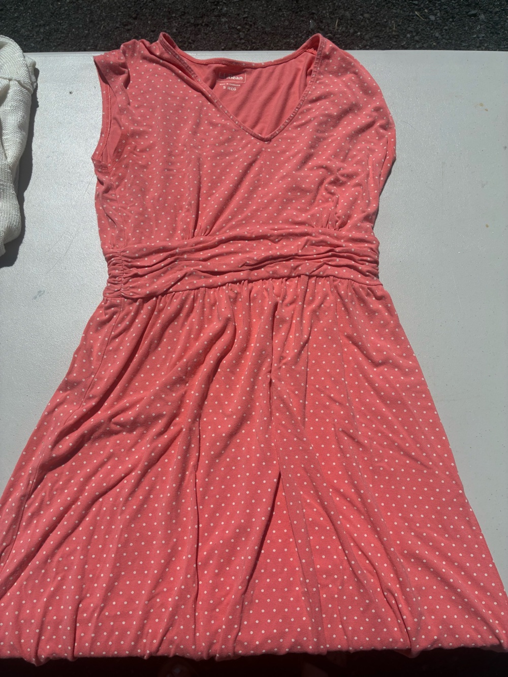 L.L. Bean Coral Pink Polka Dress